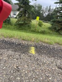 Marking out a buried gas line in Vancouver Marking out a buried gas line in Vancouver