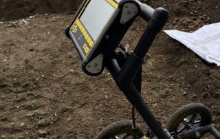 Performing a line locate near Victoria, BC using ground penetrating radar to locate storm, sewer and water lines. Performing a line locate near Victoria, BC using ground penetrating radar to locate storm, sewer and water lines.